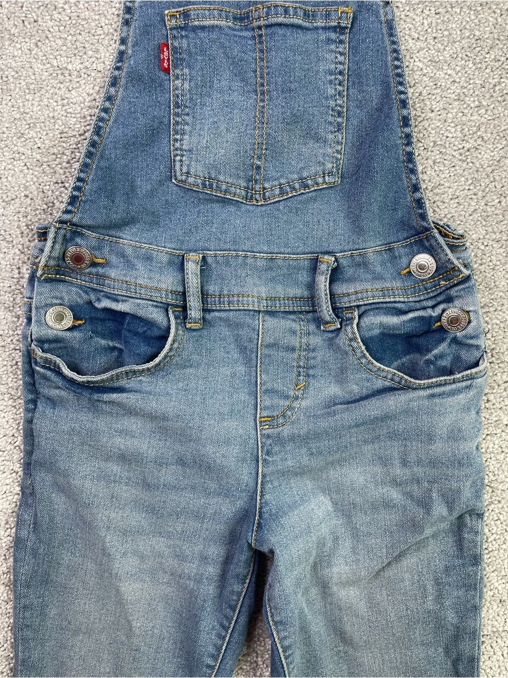 Levi’s Overalls Girl’s 4/5 Blue Skinny Leg Adjustable Straps Denim